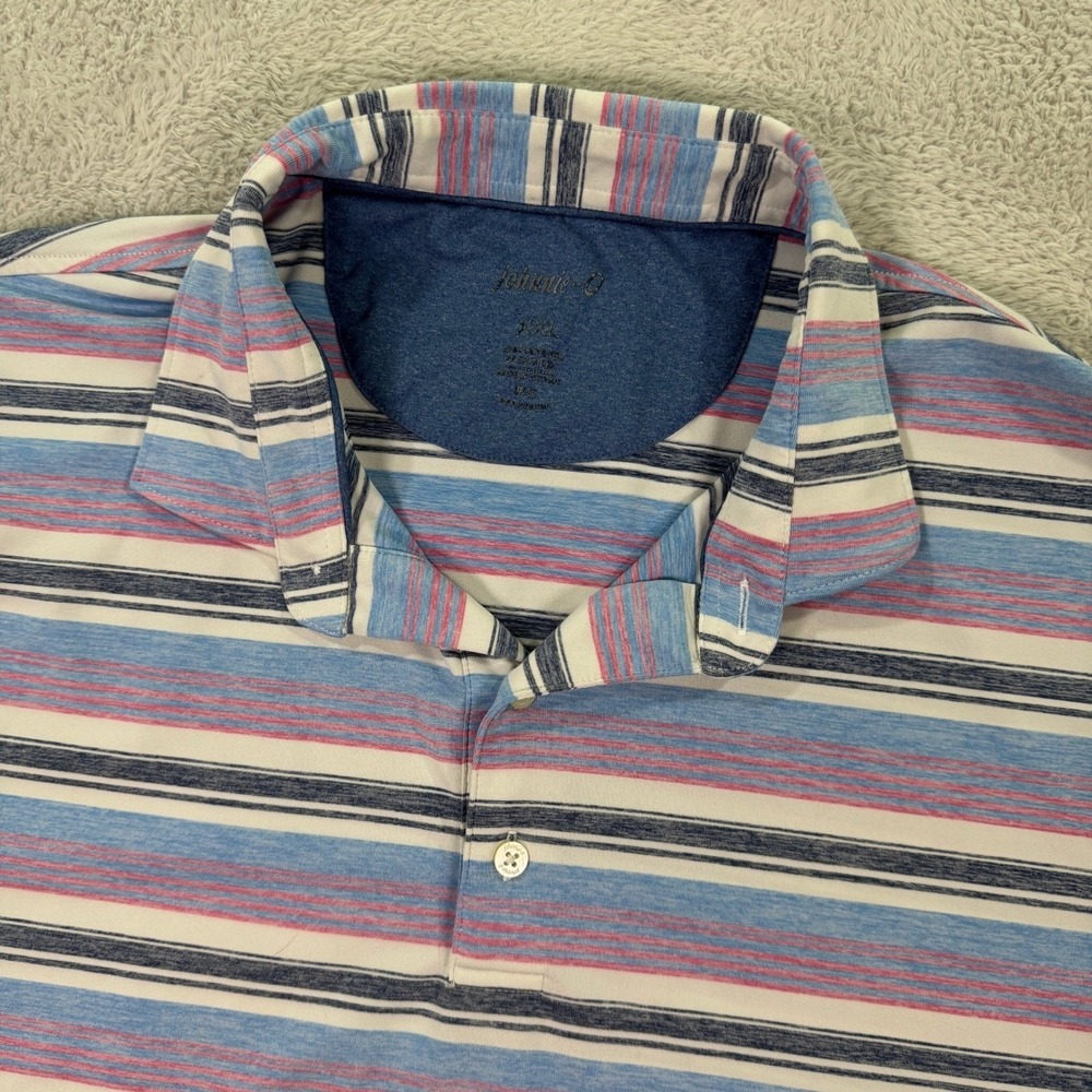 Johnnie-O Men's XXL Polo Shirt Striped Performance Golf Sun Protection Preppy - Picture 2 of 8